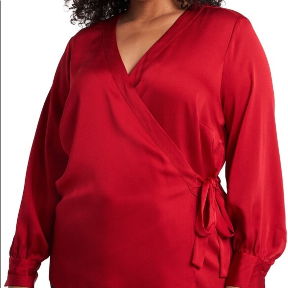 NWT Worthington Red Wrap Blouse